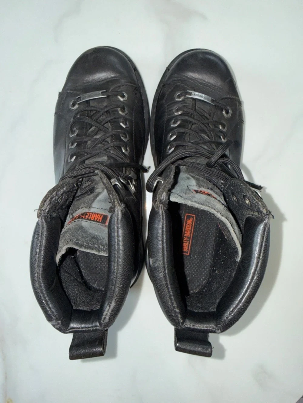 Harley-Davidson Black Leather Lace-Up Motorcycle Boots